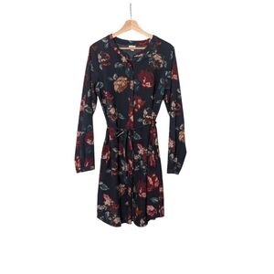 Merona Dark Floral Long Sleeve Dress, L